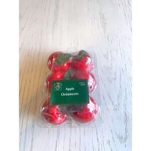 Vintage 6 Piece Apple Ornaments Red Shiny 60mm Christmas Holiday Decor